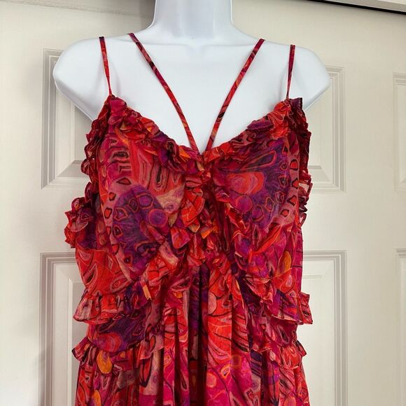 MISA LOS ANGELES Adrienne Midi Dress in Abstract Butterfly - Large - Picture 4 of 8